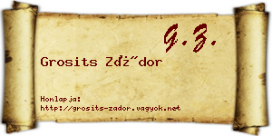 Grosits Zádor névjegykártya
